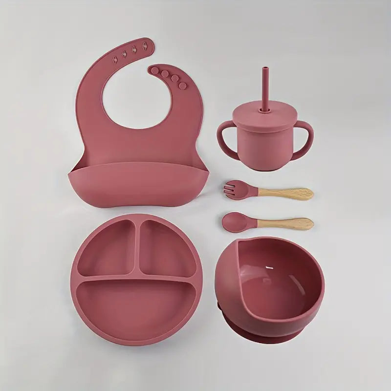 dark red silicone table set